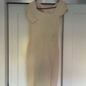 Reiss cap sleeve asymmetrical neckline sheath dtress